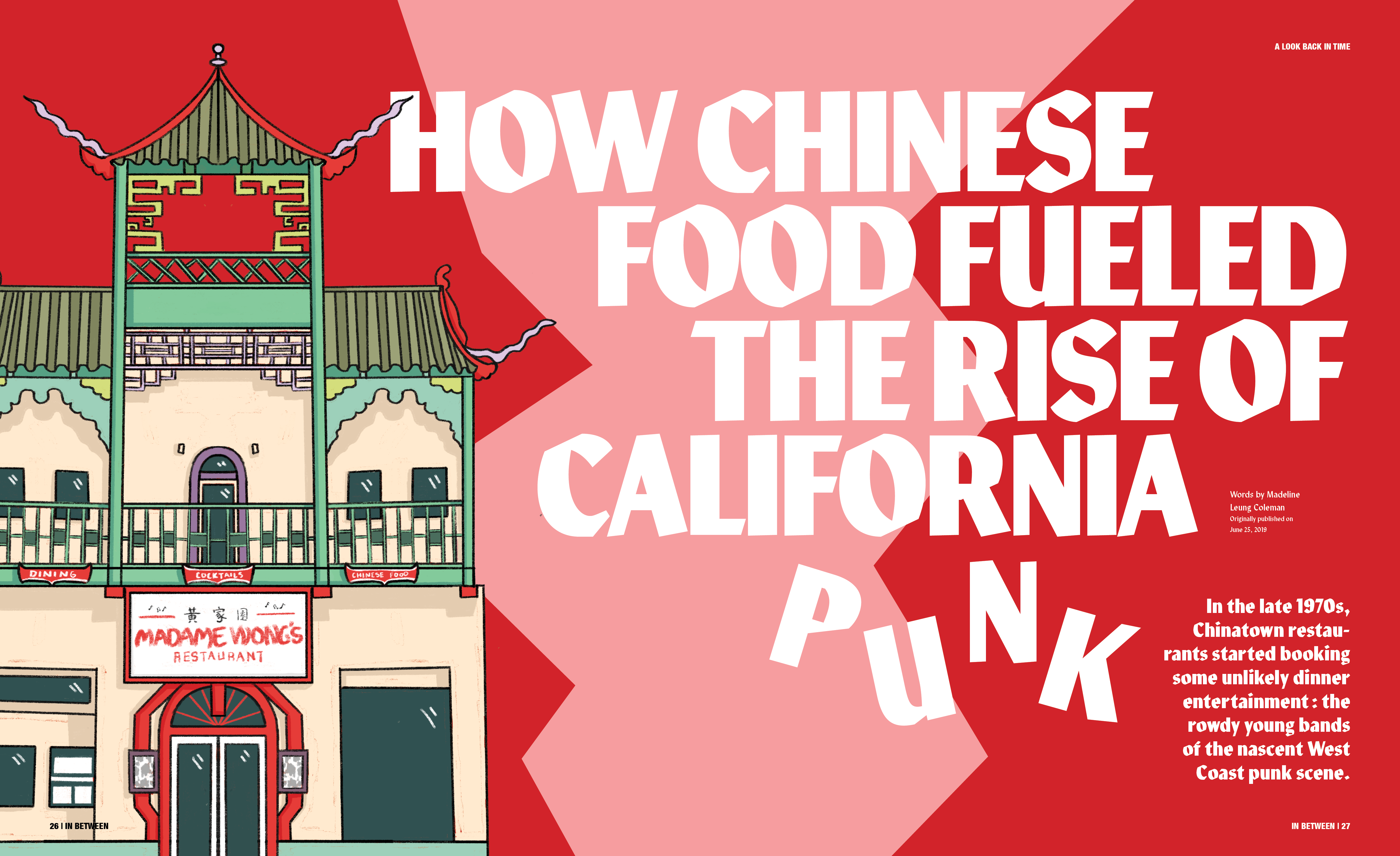 "How Chinese Food Fueled the Rise of California Punk" by Madeline Leung Coleman, 18" x 11", illustration & publication design